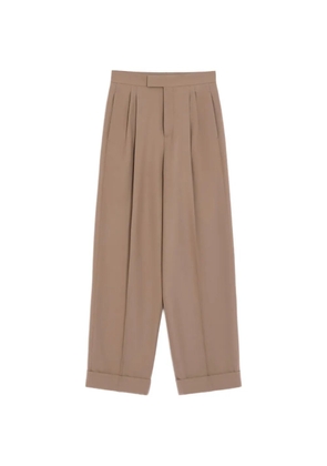 Valentino Garavani cuffed wool trousers in natté-wool - Neutrals