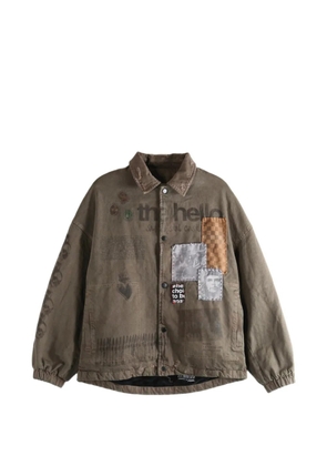 SAITOS Soft Core Old patch-details button-down jacket - Green