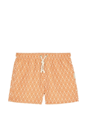GASSA D AMANTE Praiano geometric-print drawstring swim shorts - Orange