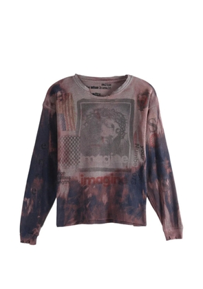 SAITOS graphic-print waffle-knit T-shirt - Grey