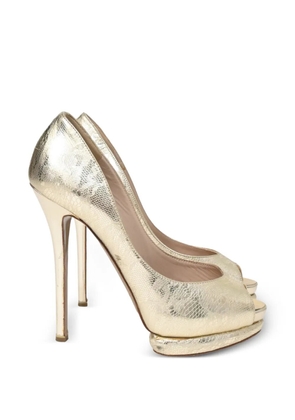 Nicholas Kirkwood lace-detail peep-toe pumps - Gold