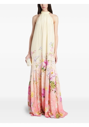 Hemant And Nandita floral-print braided-halterneck maxi dress - Neutrals