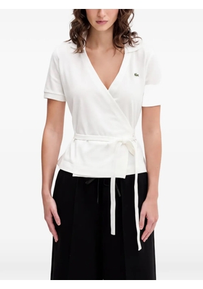 Lacoste V-neck tie-detail polo shirt - White