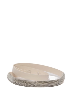Orciani Alba chain-embellished leather belt - Silver