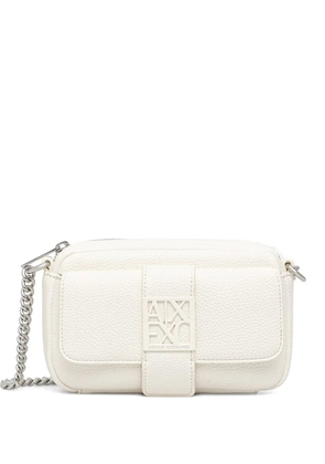 Armani Exchange logo-plaque pebbled-effect shoulder bag - White