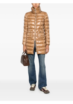 Herno quilted high-neck zip-up coat - Brown