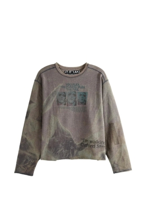 SAITOS graphic-print long-sleeve T-shirt - Brown