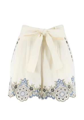 Christy Lynn Charlize embroidered shorts - Neutrals