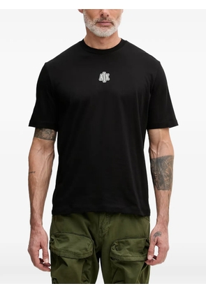 Armani Exchange logo-patch graphic-print T-shirt - Black