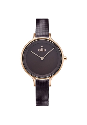 OBAKU Walnut mesh strap 34mm watch - Purple
