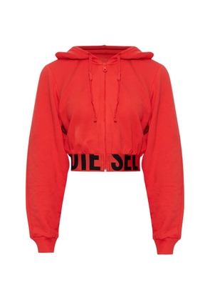 Diesel logo-tape cropped hoodie - Red
