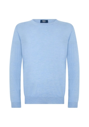Fedeli round-neck long-sleeve sweater - Blue