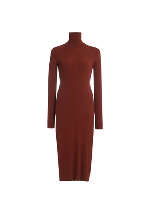 Another Tomorrow ribbed-knit turtleneck dress - Brown