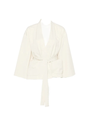 PSOPHIA belted wide-sleeve oversized jacket - Neutrals