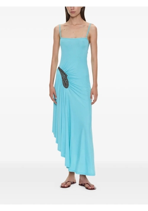 Christopher Esber paisley-lace ribbed asymmetric dress - Blue