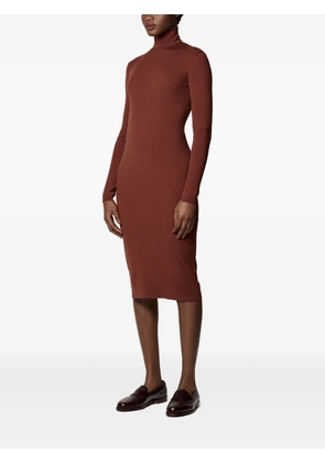 Another Tomorrow ribbed-knit turtleneck dress - Brown