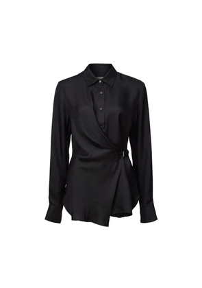 VIKTORIA & WOODS Hercules draped buckle-detail shirt - Black