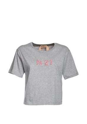 Nº21 logo-embellished cropped T-shirt - Grey