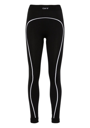 Off-White logo-embroidered seamless performance leggings - Black