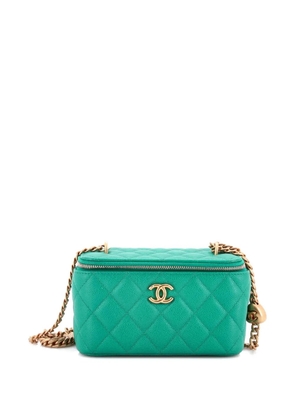 CHANEL Pre-Owned Sweet Heart Vanity Case with Chain Quilted Caviar Small pouch - Green