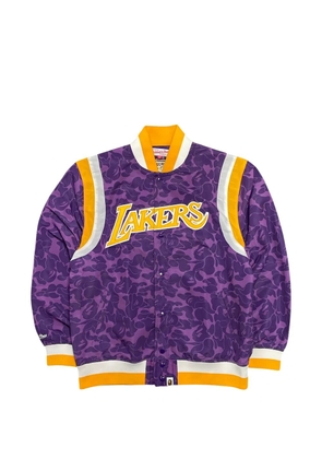 A BATHING APE® x Mitchell & Ness Lakers camo-print logo-patch bomber jacket - Purple