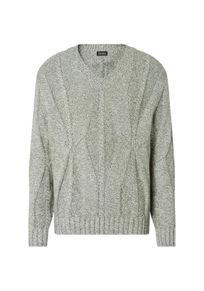 Zegna cable knit v-neck - Green