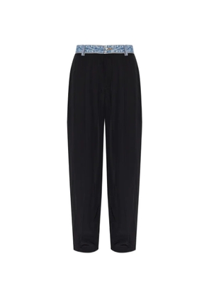 Alexander Wang denim-waistband pleated trousers - Black