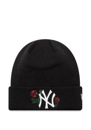 NEW ERA CAP New York Yankees MLB sequin-embellished rose-embroidered beanie hat - Black