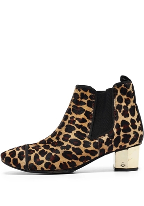Tory Burch pre-owned 40mm leopard-print heeled ankle boots - Brown