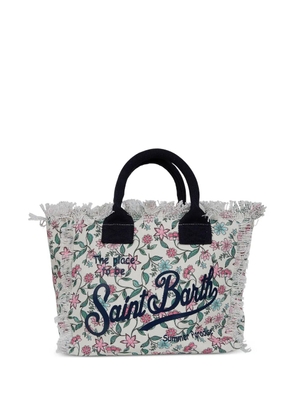 MC2 Saint Barth floral-print frayed-edge tote bag - White