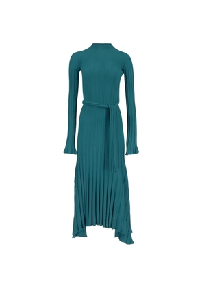 Another Tomorrow ribbed-knit flared dress - Blue