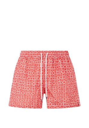 Fedeli geometric-pattern drawstring swim shorts - Red