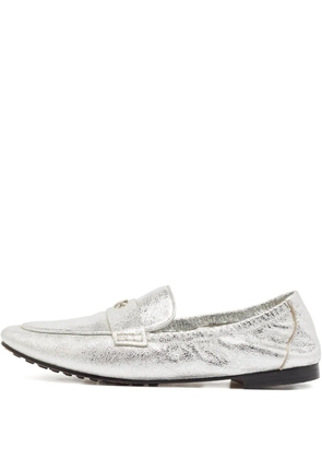 Tory Burch pre-owned leather ballet loafers - Metallic