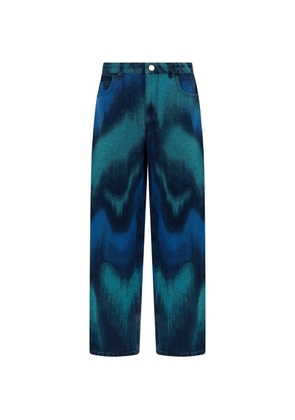 Alberta Ferretti wavy-pattern jeans - Blue