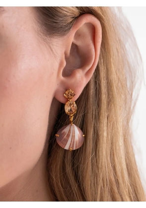 Jennifer Behr Uriel crystal-embellished shell earrings - Gold