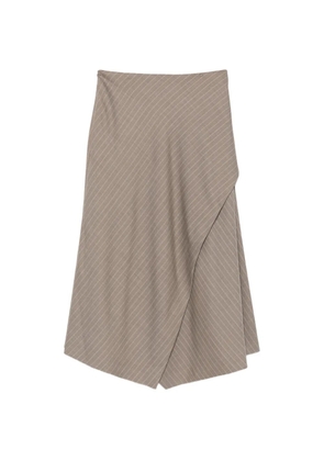 Rochas pinstripe-pattern asymmetric midi skirt - Neutrals
