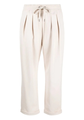 Brunello Cucinelli pleated drawstring cropped trousers - Neutrals