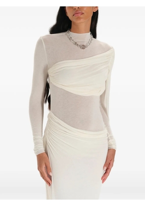 MANURÍ Medeea draped sheer maxi dress - White