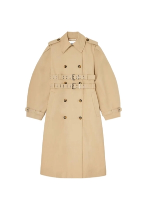 GANNI double-belted trench coat - Neutrals