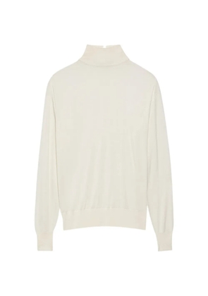 Another Tomorrow fine-knit turtleneck long-sleeve top - White