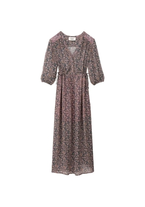 Ba&Sh floral-print drawstring-waist midi dress - Blue