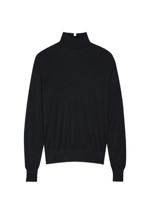 Another Tomorrow fine-knit turtleneck long-sleeve top - Black