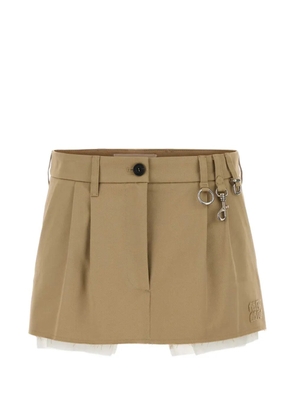Miu Miu pleated raw-edge mini skirt - Neutrals