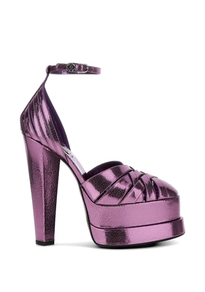 Roberto Cavalli metallic-effect platform sandals - Purple