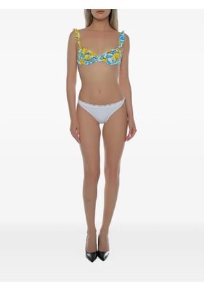 MC2 Saint Barth Elisabeth lemon-print ruffled bikini top - Blue