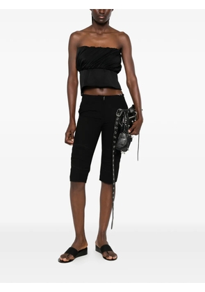Open YY gathered capri shorts - Black