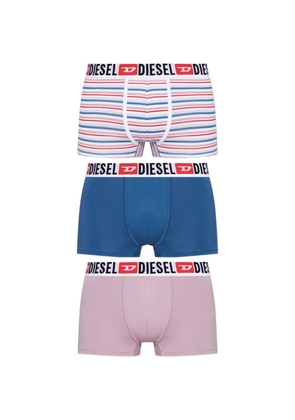 Diesel Umbx- Damien Pack of three logo-waistband striped-pattern boxer briefs - Pink