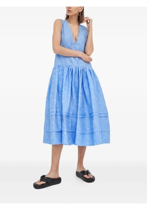 lovechild floral-embroidered sleeveless midi dress - Blue