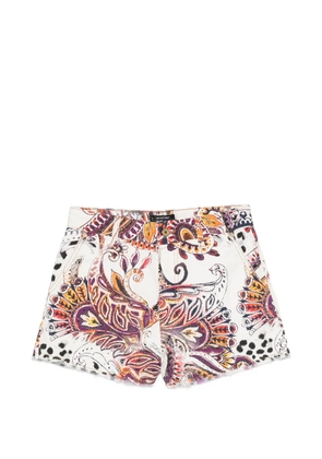 Just Cavalli paisley-print raw-cut shorts - White