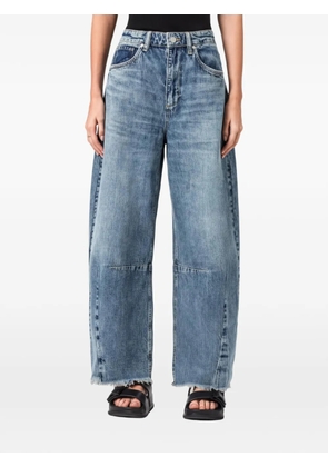 AllSaints Payton frayed-hem barrel-leg jeans - Blue